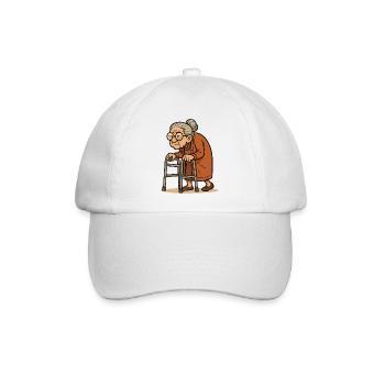 Humorvolle Seniorin mit Rollator Illustration - Baseballkappe - Weiß/Weiß - Vorne