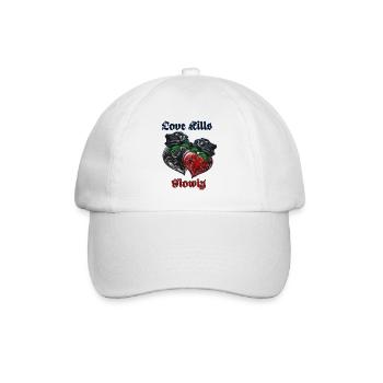 Liebe im Gothic Stil mit Herzen und Rosen - Baseballkappe - Weiß/Weiß - Vorne