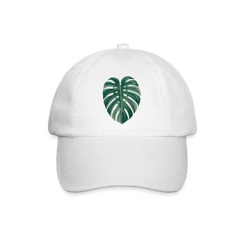 Tropische Monstera-Blatt-Illustration - Baseballkappe - Weiß/Weiß - Vorne