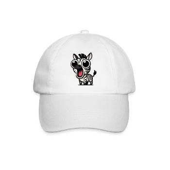 Süßes Zebra Cartoon mit Glubschaugen Freude  - Baseballkappe - Weiß/Weiß - Vorne