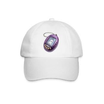 Niedlicher Pixel-Katzenwecker - Baseballkappe - Weiß/Weiß - Vorne