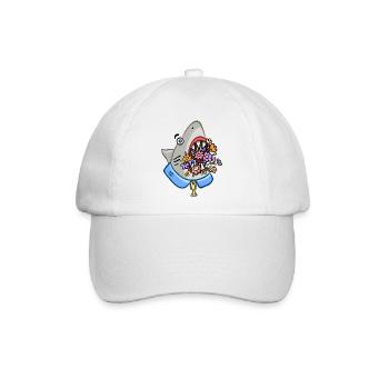Hai mit Blumenstrauß im Rachen - Baseballkappe - Weiß/Weiß - Vorne