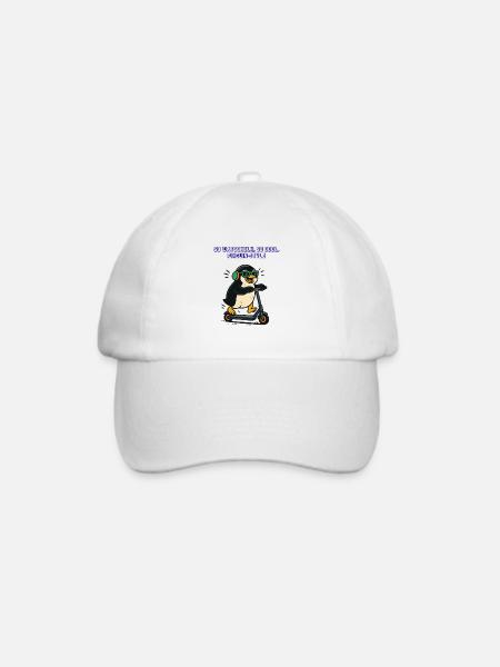 Pinguin Scooter Stil Neon Tiere retro Vintage - Baseballkappe - Weiß/Weiß