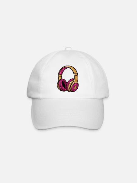 Glitzer Kopfhörer Gold Pink - Baseballkappe - Weiß/Weiß