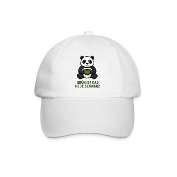  Panda Kaffeezeit grün Tee Getränk - Baseballkappe - Weiß/Weiß - Vorne