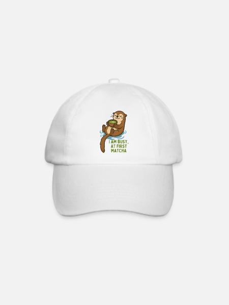 Otter genießt Matcha - i am busy first matcha - Baseballkappe - Weiß/Weiß