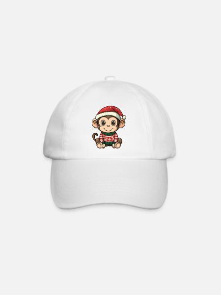 Affe Weihnachten - Baseballkappe - Weiß/Weiß