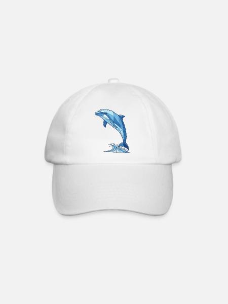 Geometrischer Delfin in Blau - Baseballkappe - Weiß/Weiß