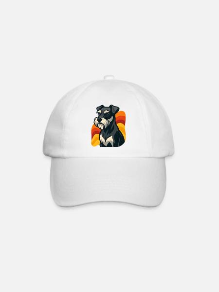 Zwergschnauzer Hund bei Sonnenuntergang - Baseballkappe - Weiß/Weiß