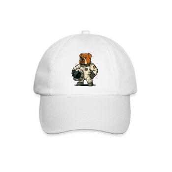 Bulldogge Astronaut Maskottchen - Baseballkappe - Weiß/Weiß - Vorne