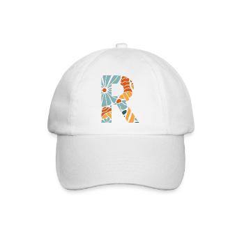 Buchstabe r groovige Blumen Geschenkidee - Baseballkappe - Weiß/Weiß - Vorne
