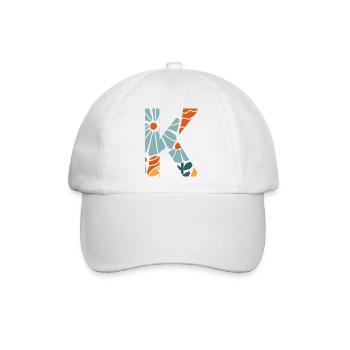 Buchstabe k groovige Blumen Geschenkidee - Baseballkappe - Weiß/Weiß - Vorne