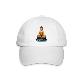 Buddha bei Meditation - Baseballkappe - Weiß/Weiß - Vorne