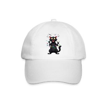 Freche böse Katze Lichterkette Weihnachten lustig - Baseballkappe - Weiß/Weiß - Vorne