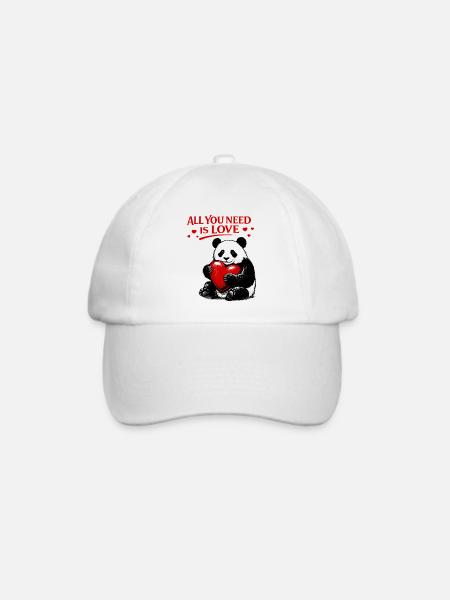 Panda Herzliebe Motiv - Baseballkappe - Weiß/Weiß
