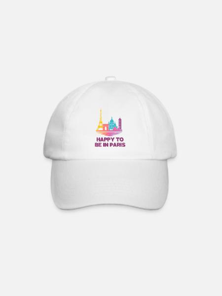 Pastel Paris Skyline - Baseballkappe - Weiß/Weiß