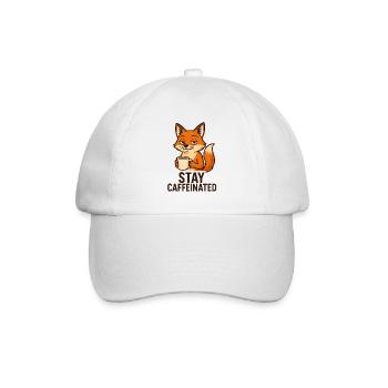 Fuchs Kaffee Motiv Stay Caffeinated - Baseballkappe - Weiß/Weiß - Vorne