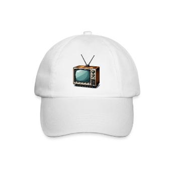 Retro Fernseher mit Antennen - Baseballkappe - Weiß/Weiß - Vorne
