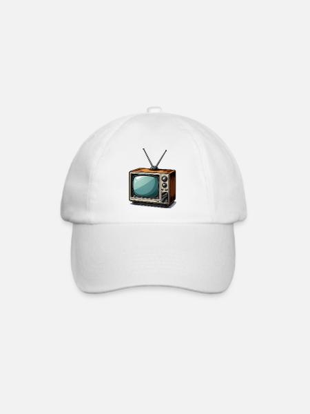 Retro Fernseher mit Antennen - Baseballkappe - Weiß/Weiß