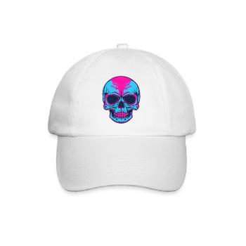 Neon Schädel Pink Blau - Baseballkappe - Weiß/Weiß - Vorne