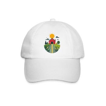Bauernhof mit roter Scheune Landwirtschaft Motiv - Baseballkappe - Weiß/Weiß - Vorne