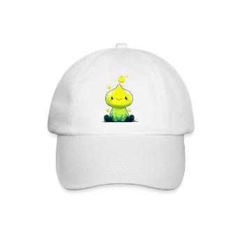 Kleiner Neon-Slime mit Lächeln - Baseballkappe - Weiß/Weiß - Vorne