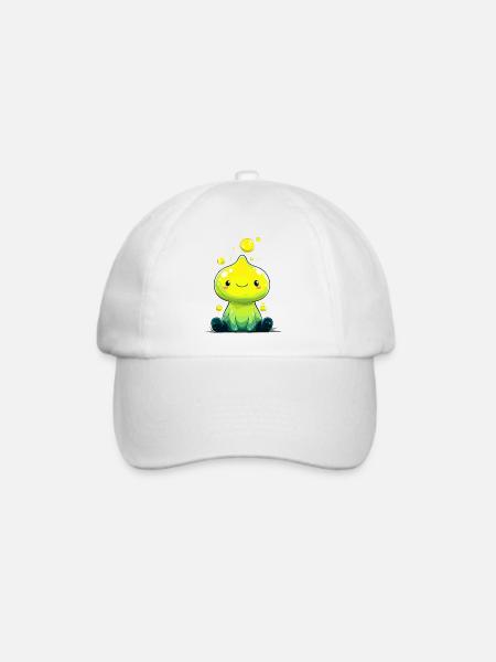 Kleiner Neon-Slime mit Lächeln - Baseballkappe - Weiß/Weiß
