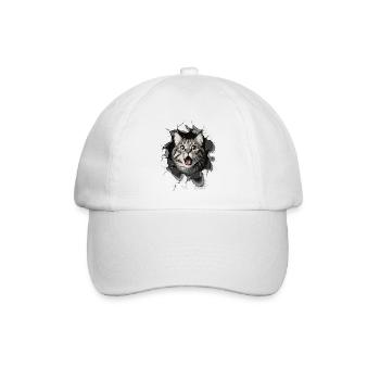 Katze erschrocken Mauer Durchbruch Risse  - Baseballkappe - Weiß/Weiß - Vorne