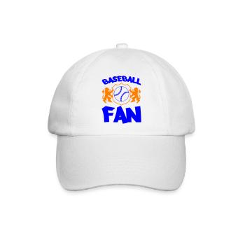 Baseball-Fan Shield in Orange Blau - Baseballkappe - Weiß/Weiß - Vorne