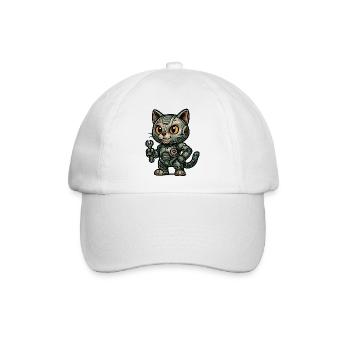 Retro RoboKatze mit Werkzeug - Baseballkappe - Weiß/Weiß - Vorne