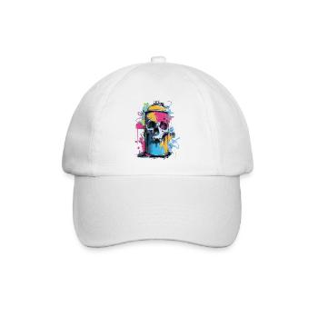 Totenkopf Graffiti Spraydose - Baseballkappe - Weiß/Weiß - Vorne