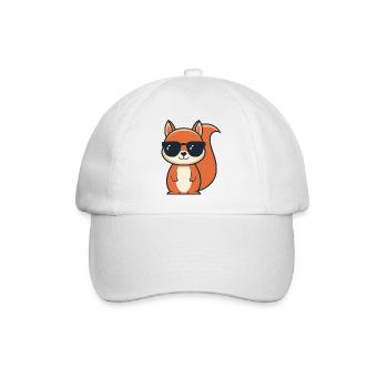 Schicke Eichhörnchen-Schwarze Brille - Baseballkappe - Weiß/Weiß - Vorne