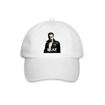 Noir Rebel Leder-Rainer Maria Rilke Porträt - Baseballkappe - Weiß/Weiß - Vorne