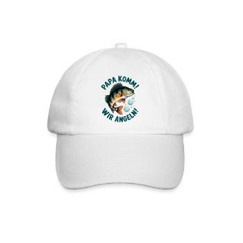 Papa komm! Wir Angeln - Baseballkappe - Weiß/Weiß - Vorne