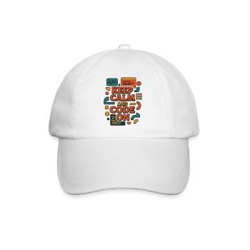 Keep Calm and Code On – Lustiges Coder Shirt - Baseballkappe - Weiß/Weiß - Vorne