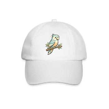 Pastellpapagei auf Ast - Baseballkappe - Weiß/Weiß - Vorne