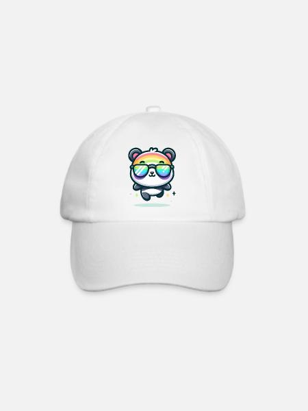 Regenbogen Panda Sonnenbrille Sommer Bär - Baseballkappe - Weiß/Weiß