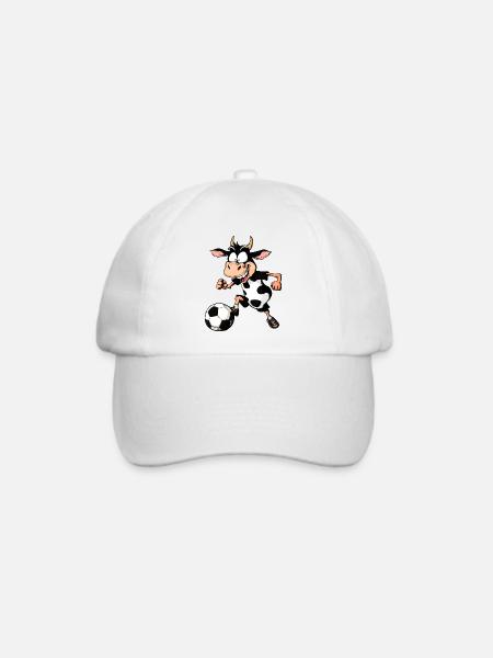 Kuh Fussballer - Baseballkappe - Weiß/Weiß