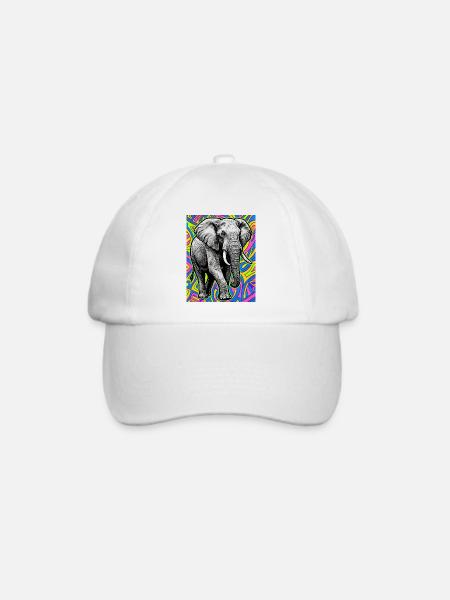 Elefant - Baseballkappe - Weiß/Weiß