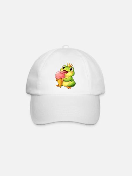 Süßer Frosch König mit Eis - Baseballkappe - Weiß/Weiß