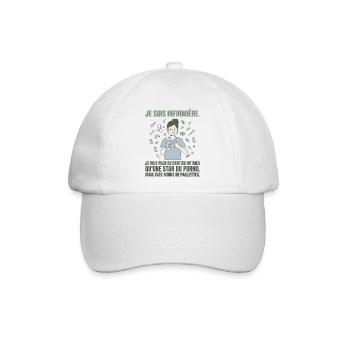 Infirmière Humour Noir Sans Paillettes - Baseballkappe - Weiß/Weiß - Vorne
