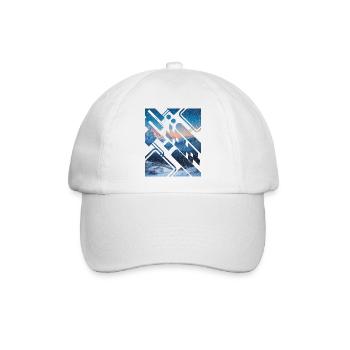 Geometrischer Horizont auf Bergdekoration - Baseballkappe - Weiß/Weiß - Vorne