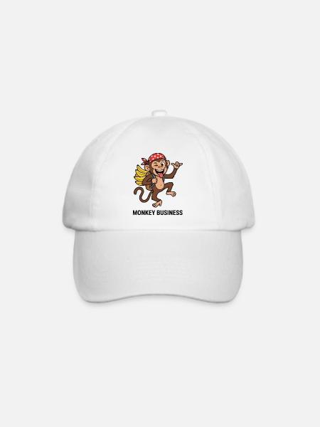 Affengeschäft Abenteuer Reisender Affe - Baseballkappe - Weiß/Weiß