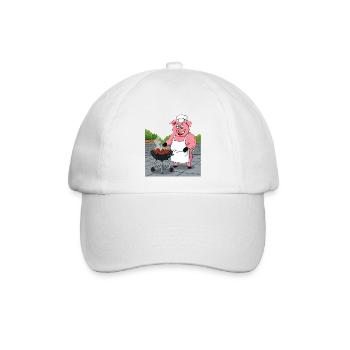 Grillendes gemütliches Schwein - Baseballkappe - Weiß/Weiß - Vorne