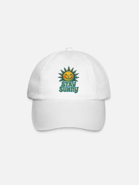 Stay Sunny Crayon Sonne Illustration - Baseballkappe - Weiß/Weiß