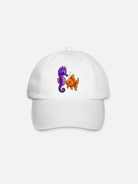 Seepferdchen trifft Goldfisch Freundschaft - Baseballkappe - Weiß/Weiß