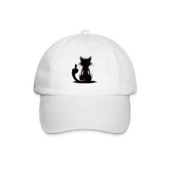 Erkenne die Zeichen Katze Mittelfinger - Baseballkappe - Weiß/Weiß - Vorne