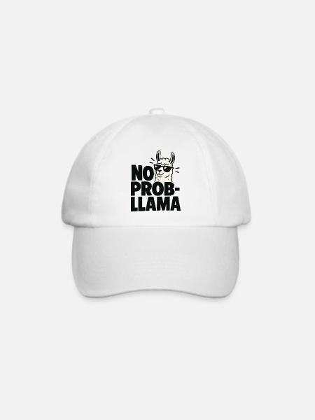 No Probllama Cool Lama Spruch - Baseballkappe - Weiß/Weiß