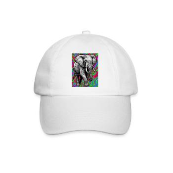 Elefant - Baseballkappe - Weiß/Weiß - Vorne
