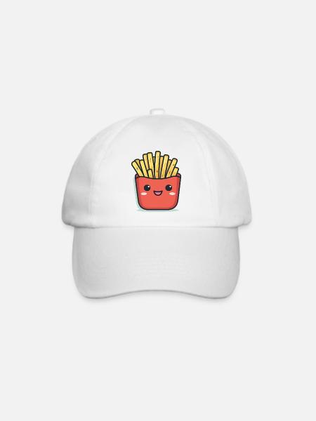 Kawaii Pommes Frites Cartoon - Baseballkappe - Weiß/Weiß
